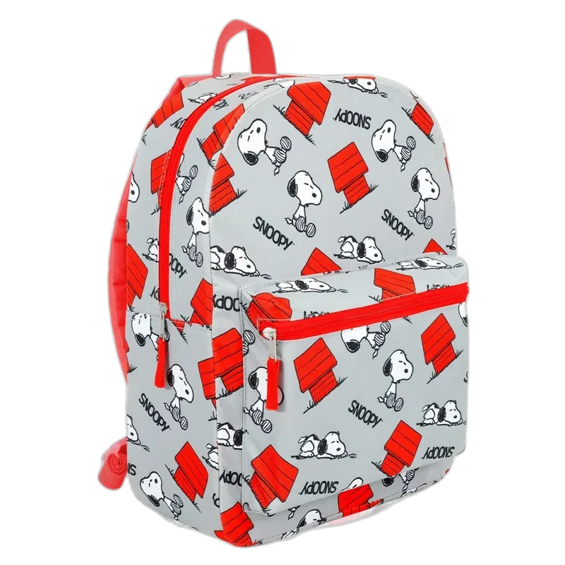 Peanuts Snoopy 16 Inch School Backpack Set for Kids with Water Bottle, Tattoos & More
