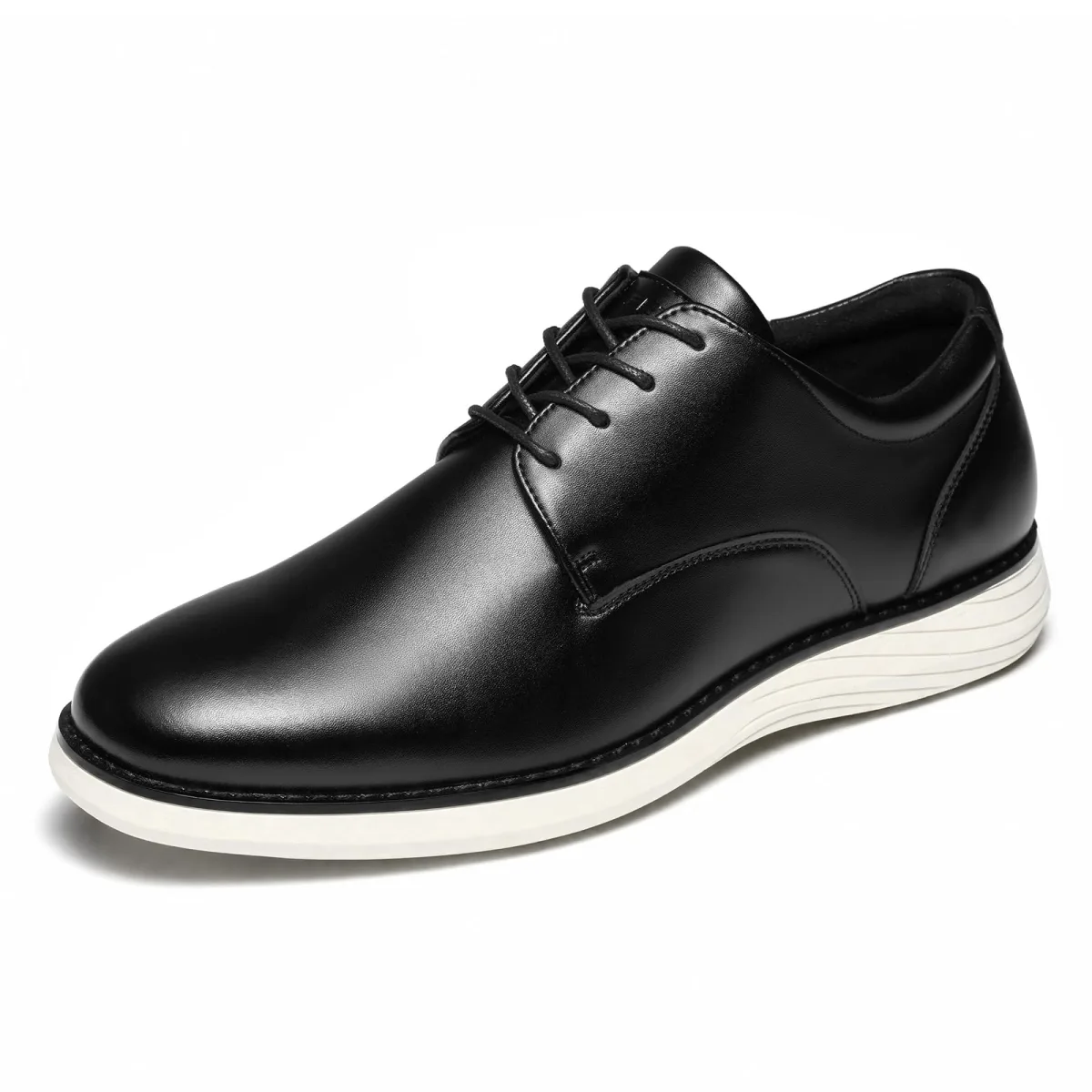 HEEZ men's black casual dress shoes with lace-up oxford style