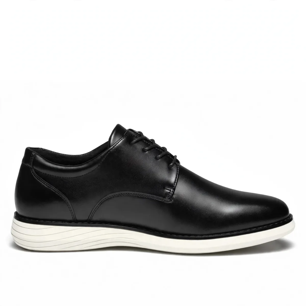HEEZ men's black casual dress shoes with lace-up oxford style
