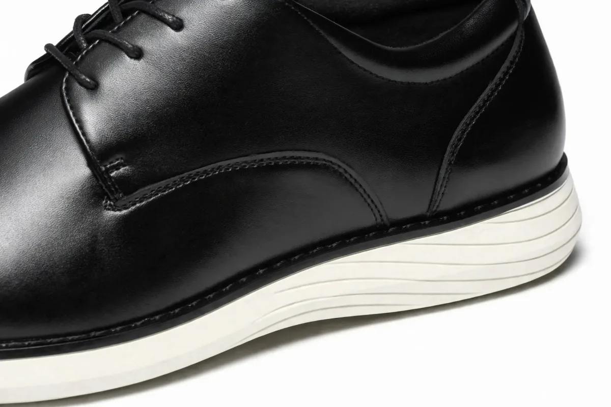 HEEZ men's black casual dress shoes with lace-up oxford style