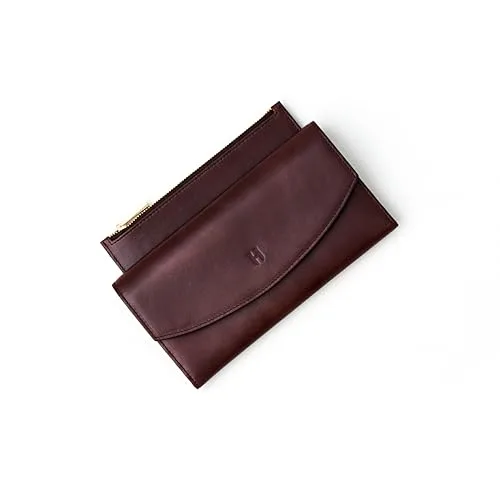 HELMBROOK London Handcrafted Full-Grain Leather Women's Wallet, RFID Blocking, 12 Card Slots, 3 Compartments, Removable Zipper Coin Pouch, Gift Box & Pouch, Christmas & Birthday, Brown
