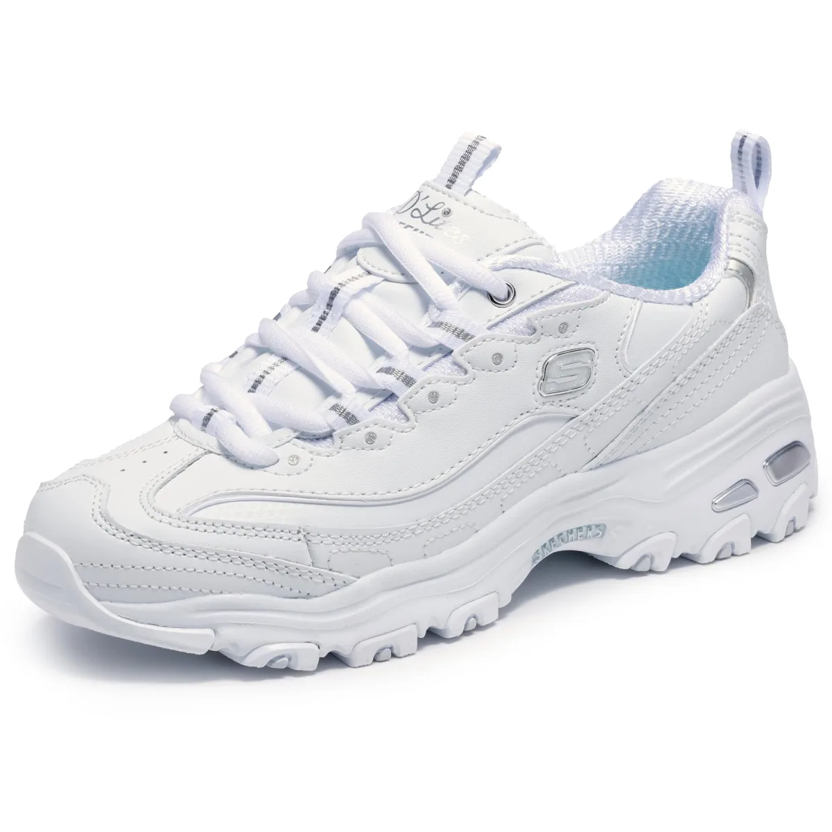 Skechers Women's Sport D'Lites Fresh Start Fashion Sneaker, White/Silver