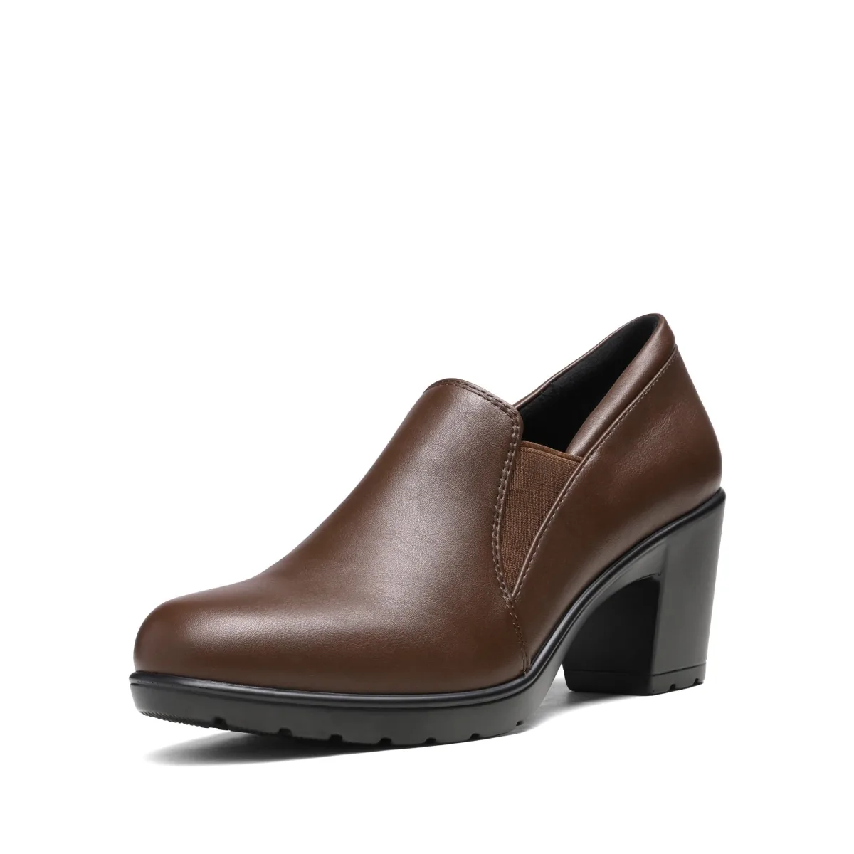 DREAM PAIRS Women's Dress Shoes Block Heel Loafers Pumps, Dark/Brown | Slip-on loafer with soft latex padded insole and lightweight sole for comfortable walking, long workday and professional wear