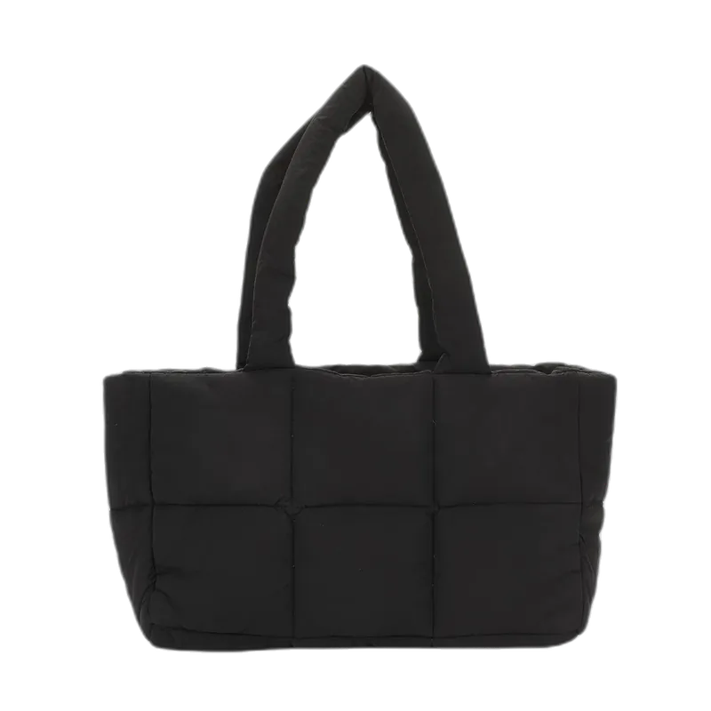 Bioworld Peanuts Puffer Tote Bag with Rubber and PU Badge, Black