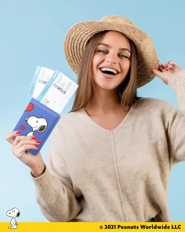 Peanuts Woodstock and Snoopy Passport Cover, Official License (Blue)