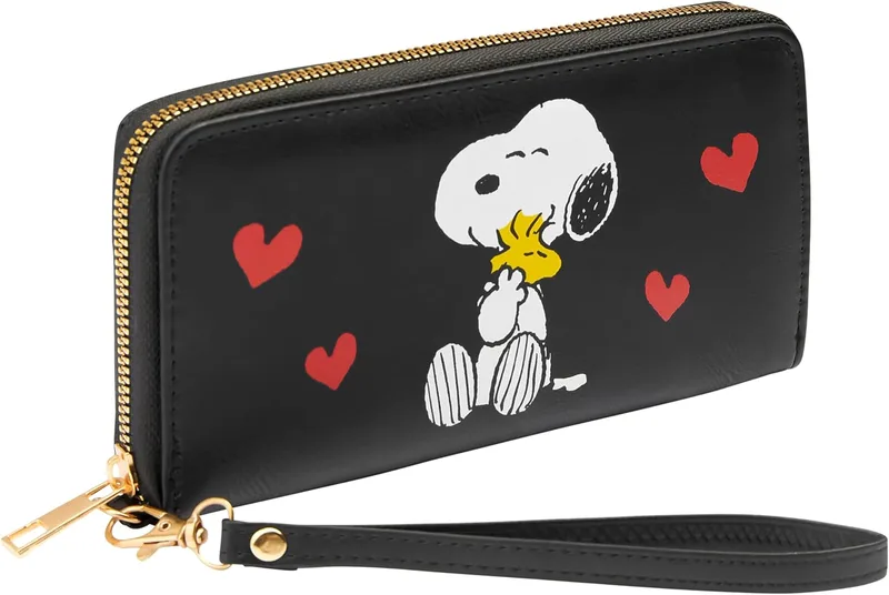 Peanuts Snoopy Women's Wallet, Zip Around with Card Slots and Coin Pocket