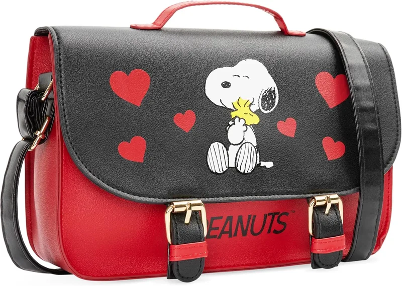 Peanuts Snoopy Crossbody Bag, Red and Black Shoulder Purse