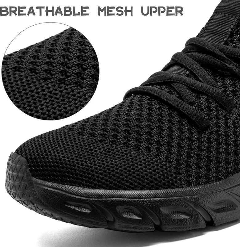 IQYNAM Slip Resistant Work Shoes for Women and Men, Black