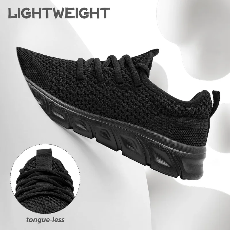IQYNAM Slip Resistant Work Shoes for Women and Men, Black