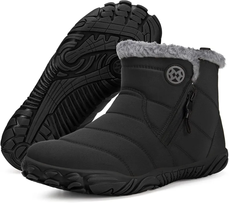 Hsyooes Women's Barefoot Winter Snow Boots, Wide Width with Fur Lining