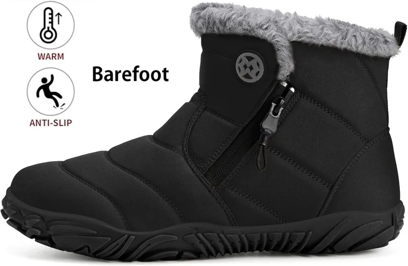 Hsyooes Women's Barefoot Winter Snow Boots, Wide Width with Fur Lining