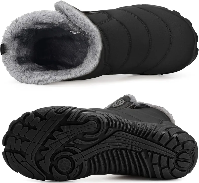 Hsyooes Women's Barefoot Winter Snow Boots, Wide Width with Fur Lining