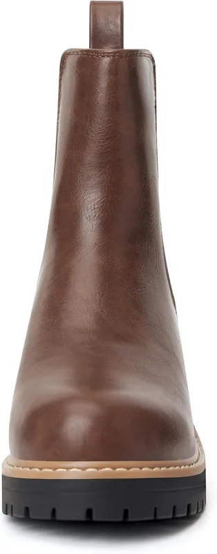 vodvob Women's Chelsea Boots, Slip-On Ankle Booties with Chunky Block Heel