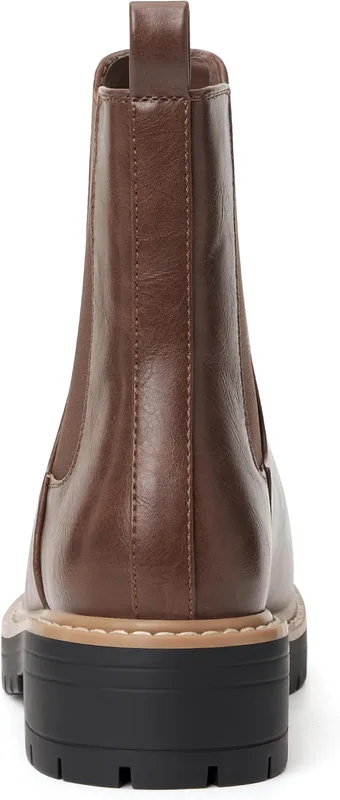 vodvob Women's Chelsea Boots, Slip-On Ankle Booties with Chunky Block Heel