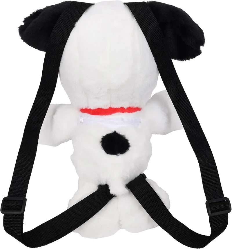 Peanuts Snoopy plush backpack in white and black with a red collar photo 4