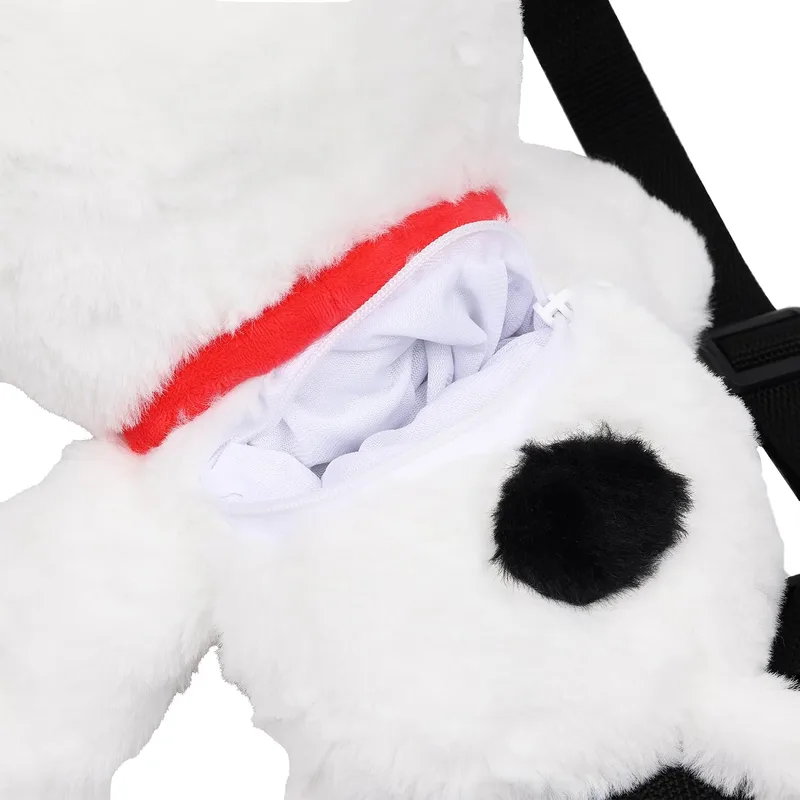 Peanuts Snoopy plush backpack in white and black with a red collar photo 5