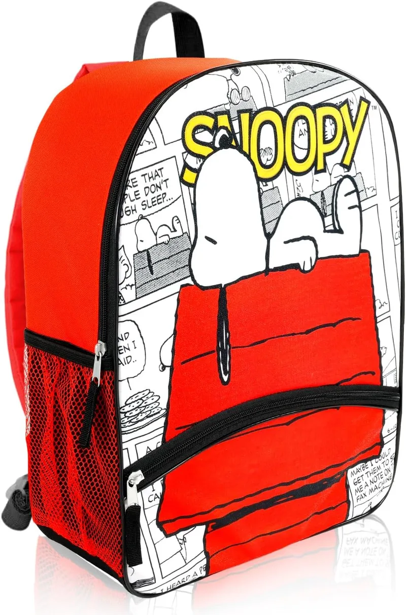 Peanuts Snoopy kids school backpack bundle with water bottle and extras photo 2