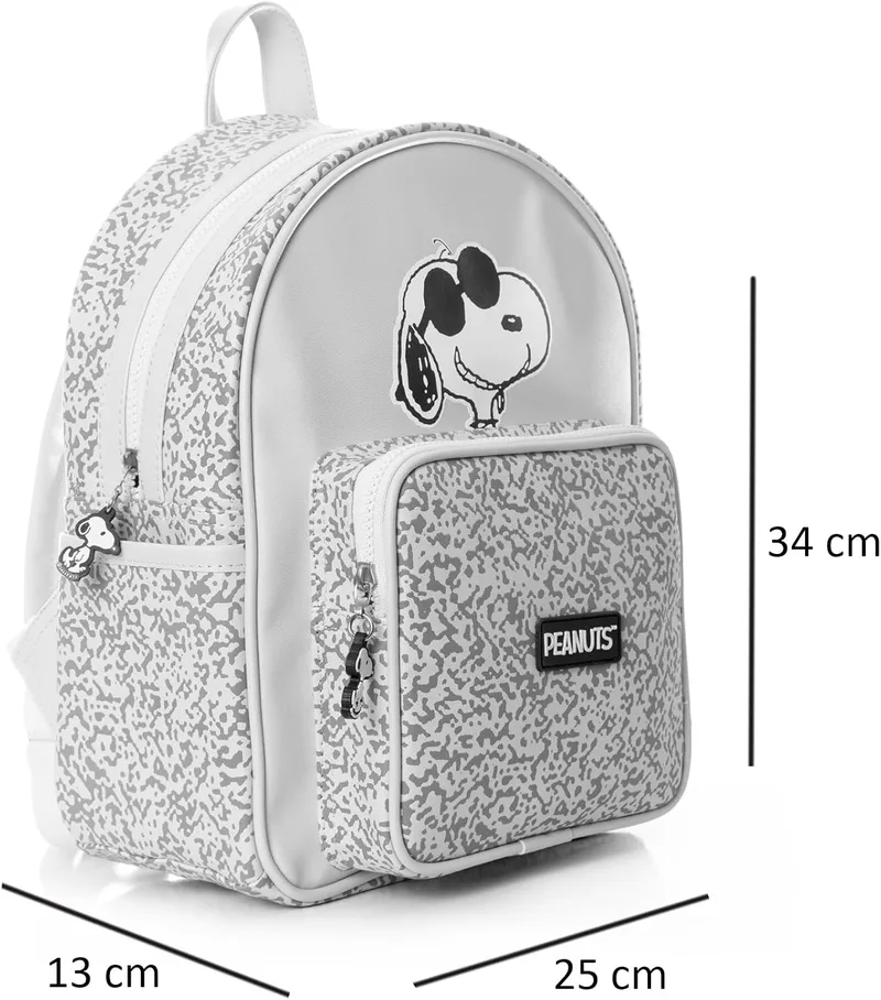 Snoopy Peanuts women's pink backpack in glossy PU with a Snoopy illustration photo 5