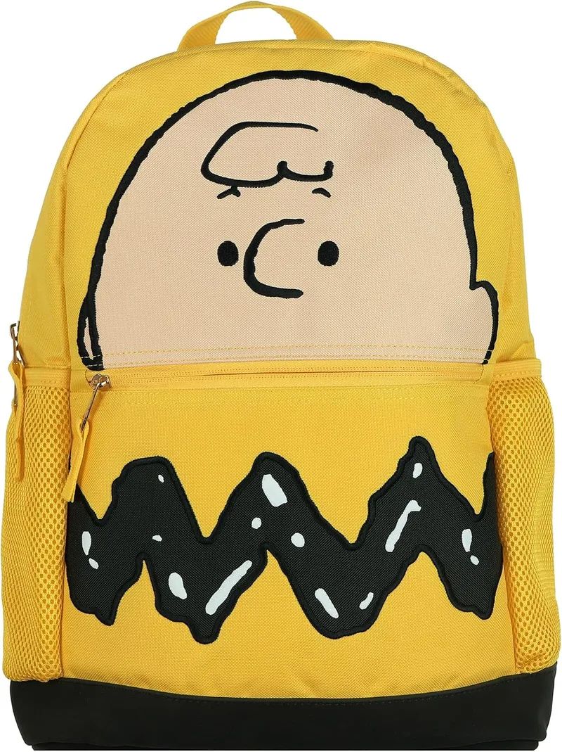INTIMO Peanuts yellow backpack with an embroidered Charlie Brown face photo 1