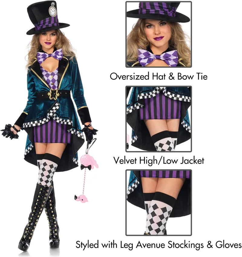Leg Avenue Mad Hatter costume with dress, jacket and hat photo 3