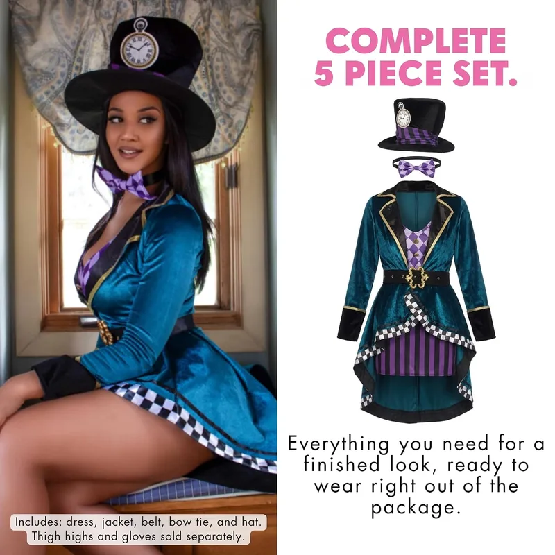 Leg Avenue Mad Hatter costume with dress, jacket and hat photo 5