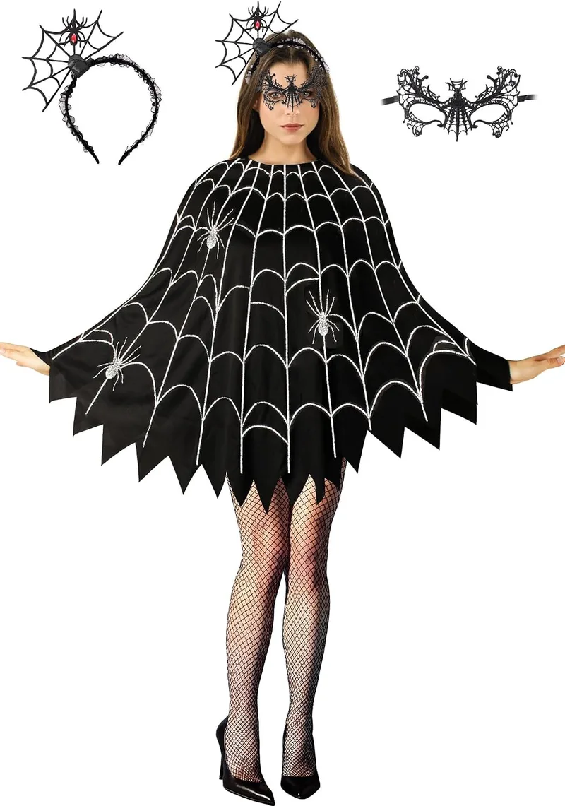 CONGRU spider web poncho Halloween costume set for women photo 1