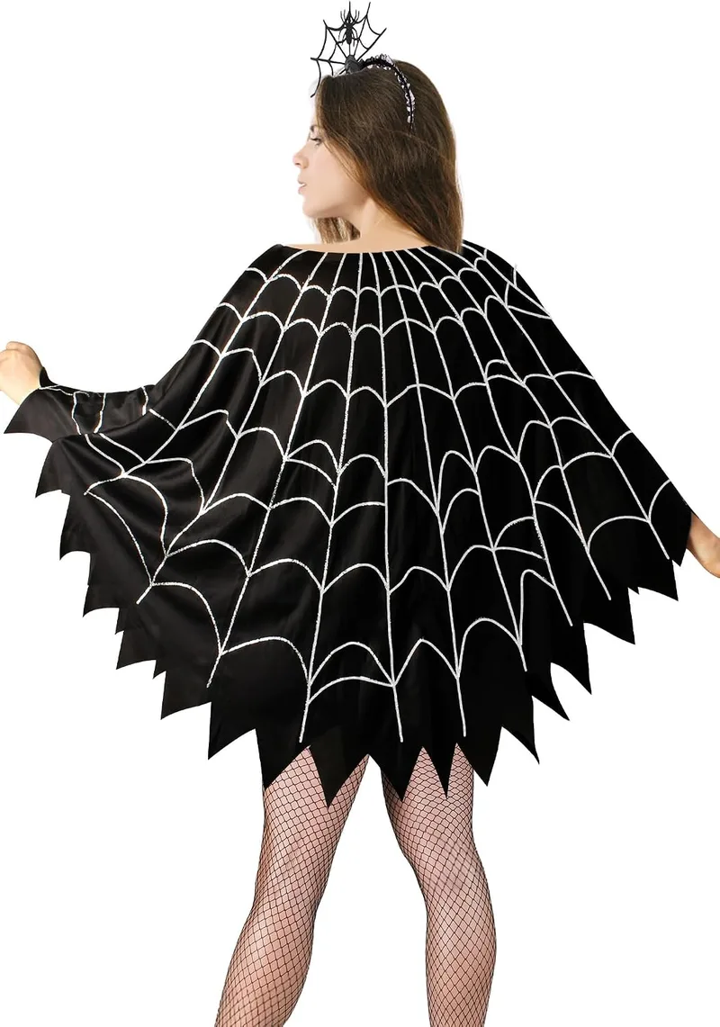 CONGRU spider web poncho Halloween costume set for women photo 5
