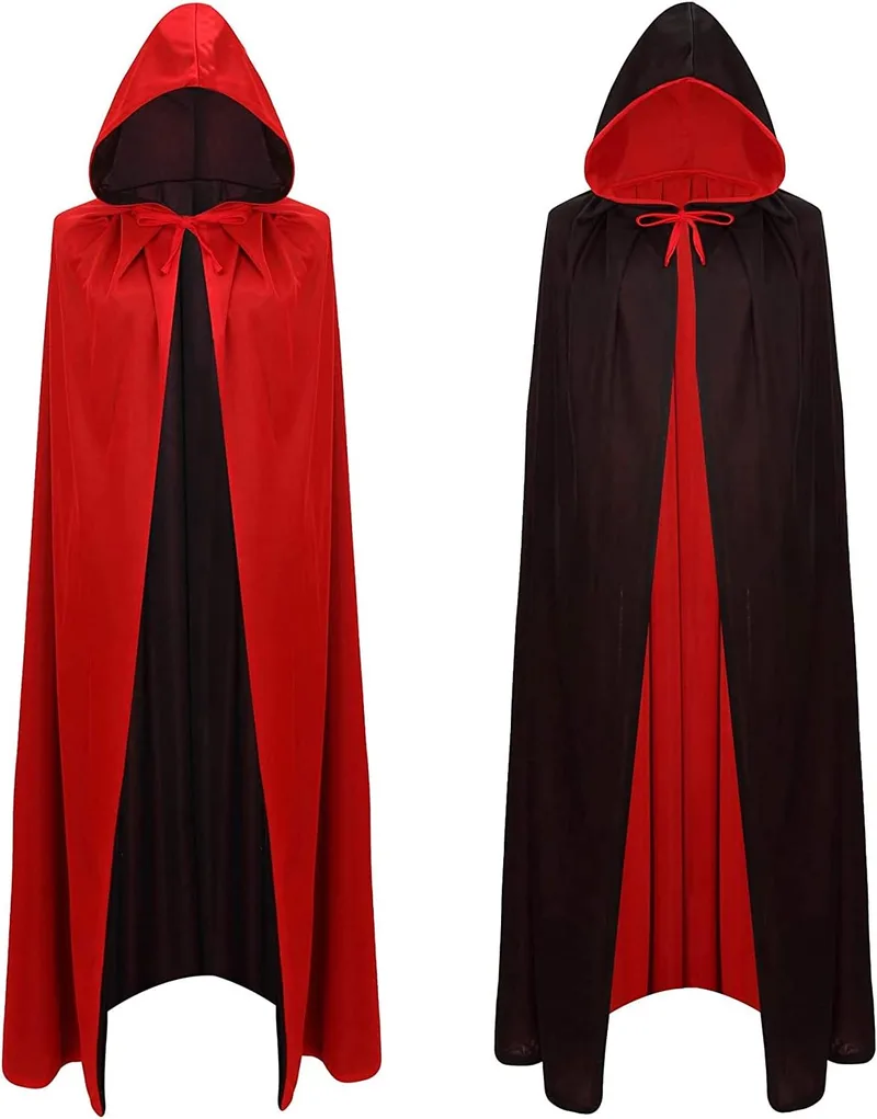 Reversible vampire hooded cape, black and red, for Halloween photo 1