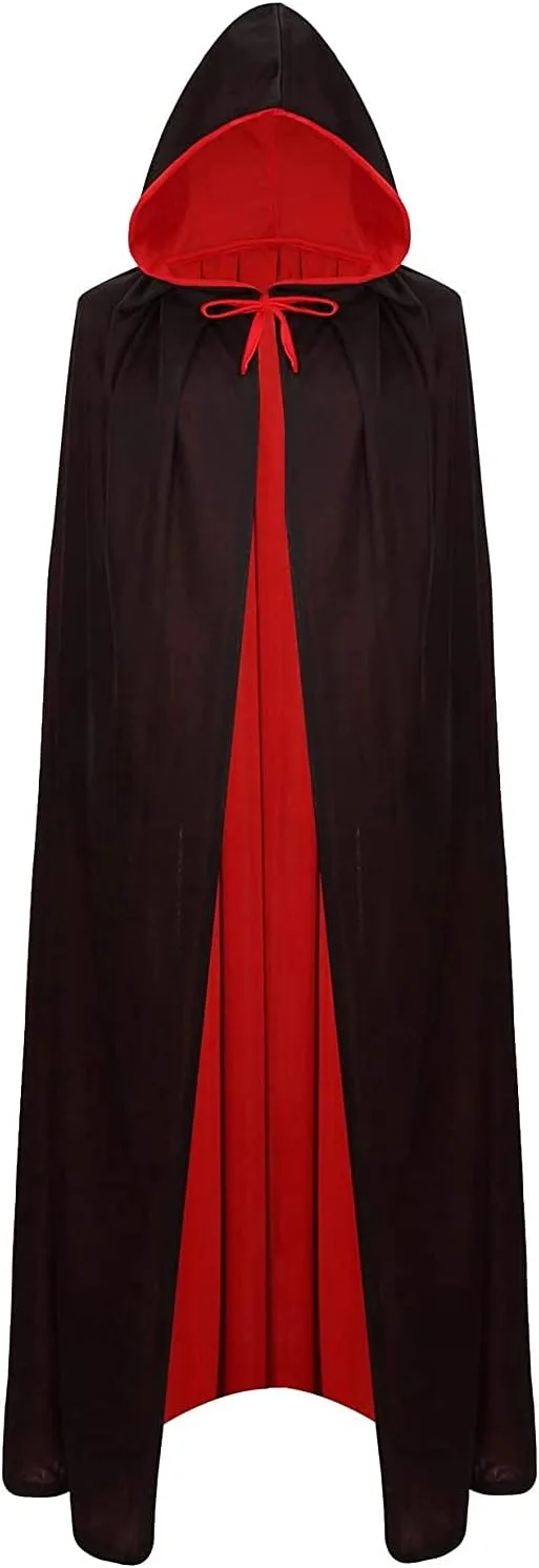 Reversible vampire hooded cape, black and red, for Halloween photo 4