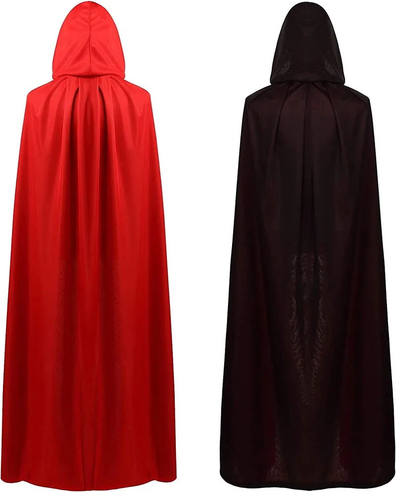 Reversible vampire hooded cape, black and red, for Halloween photo 5