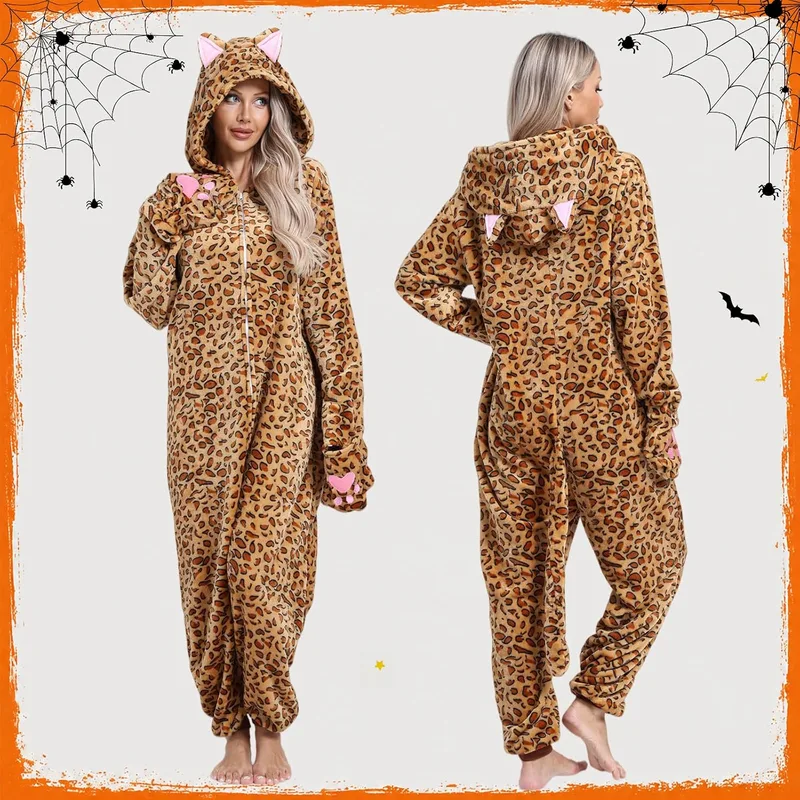 Adult dog onesie pajama costume in beige fleece photo 3