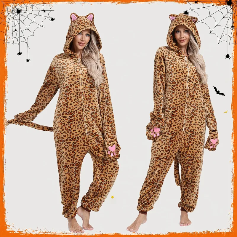 Adult dog onesie pajama costume in beige fleece photo 4