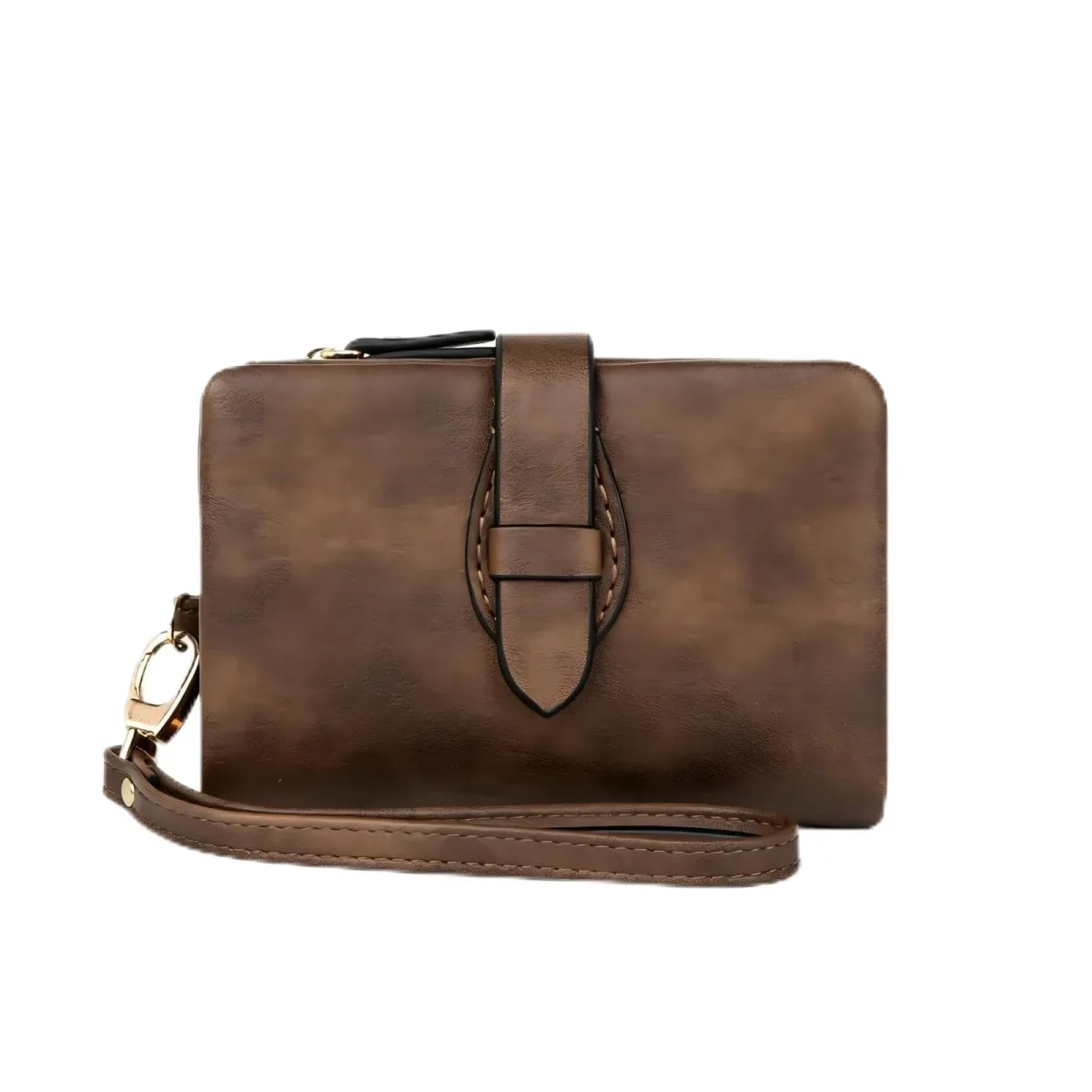 Fuginogi small RFID blocking wristlet wallet for women in coffee