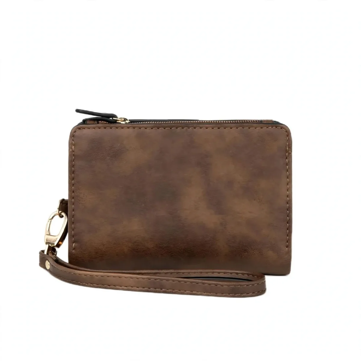 Fuginogi small RFID blocking wristlet wallet for women in coffee